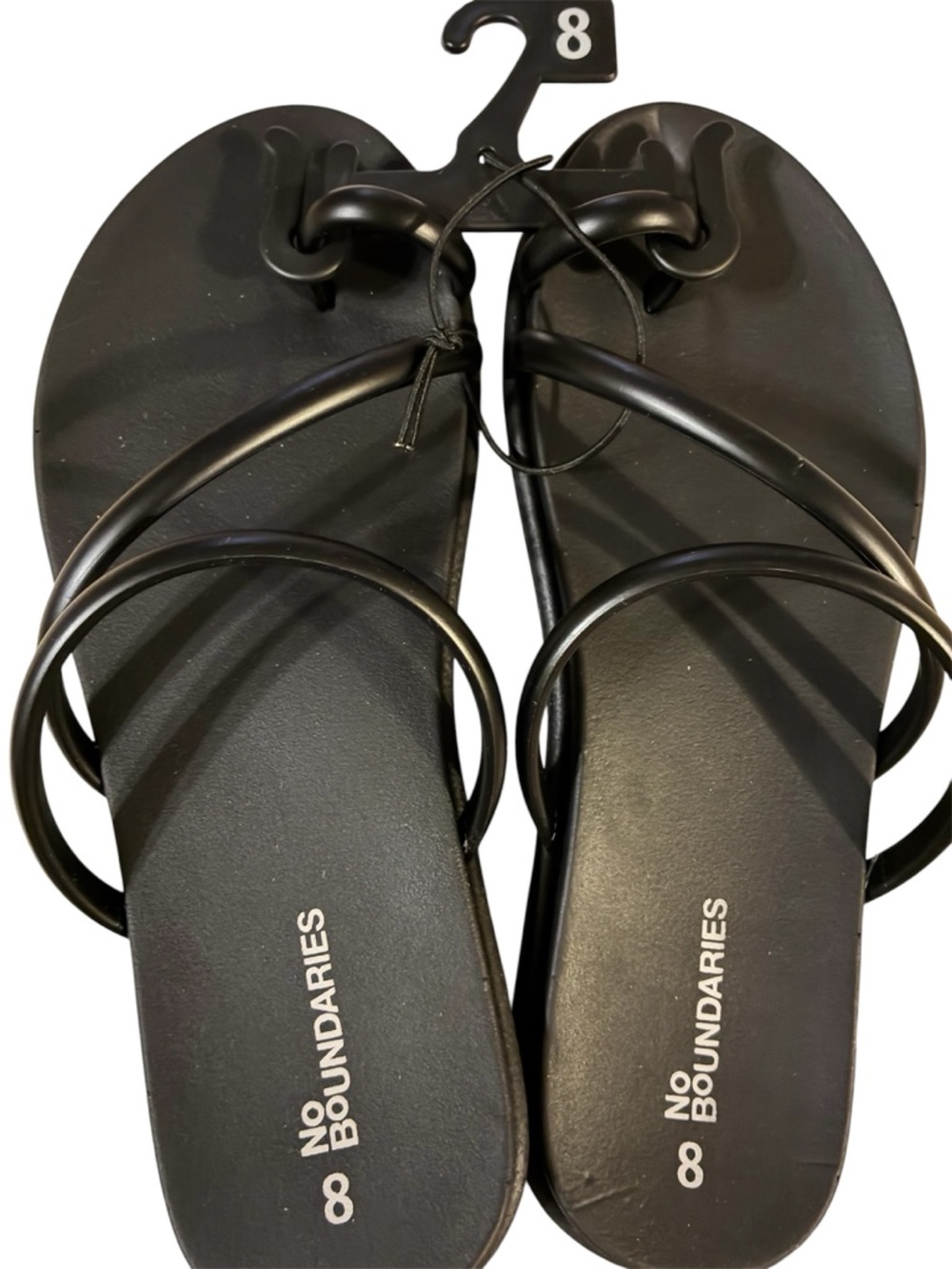 No Boundaries Black Women's Circle-Strap Slide Sandals size 8
